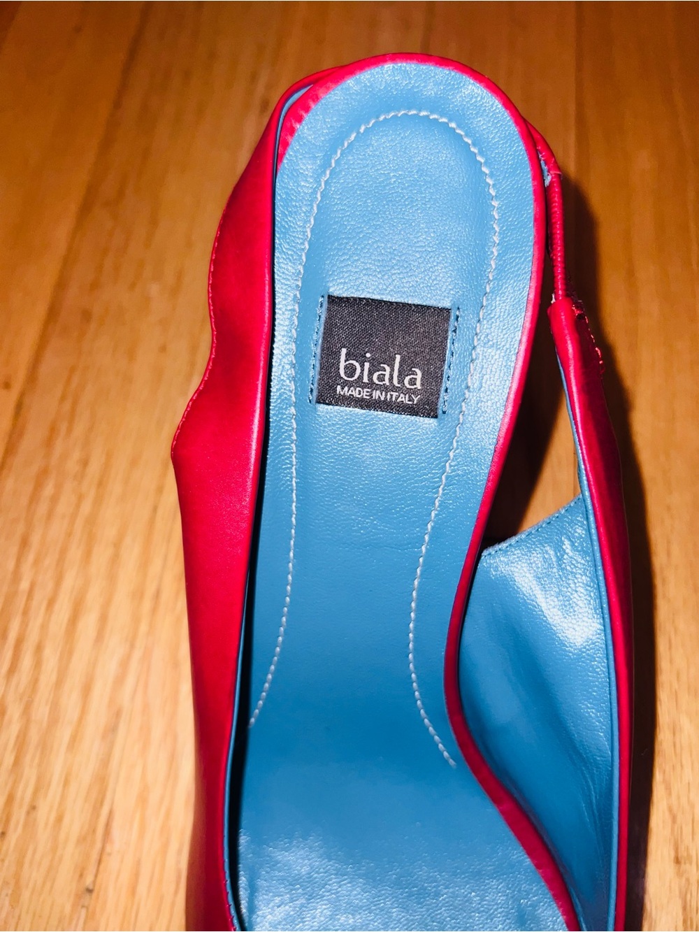 b.iala Red Slingback Peep-Toe Heels - Picture 6 of 7